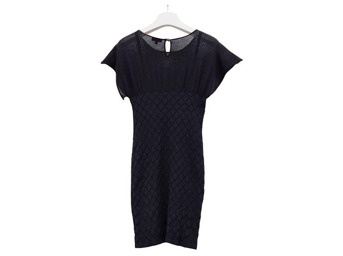 Chanel Gestepptes Strickkleid in Schwarz - Ansicht 4