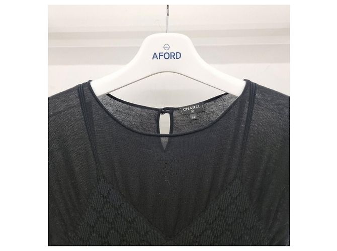Chanel Gestepptes Strickkleid in Schwarz - Ansicht 5