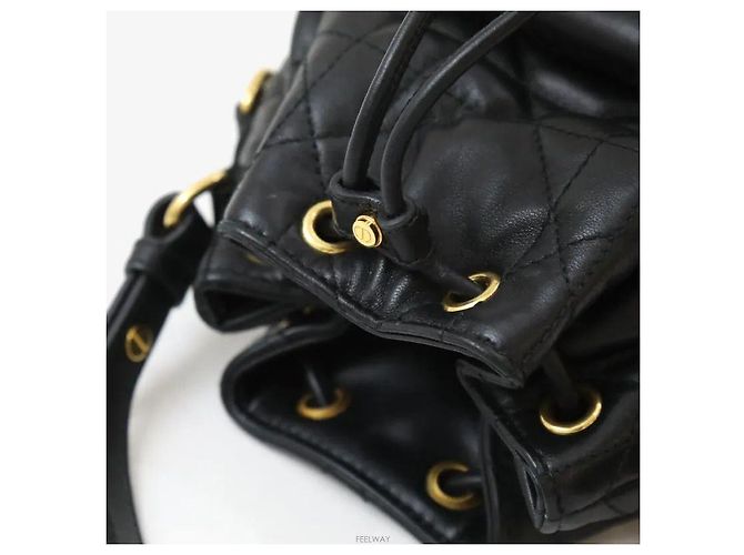 Dior Mini borsa bucket in pelle di agnello Macro Cannage Nera Nero - vista 6