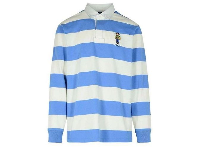Ralph Lauren Camisa de Rugby em Jersey com Urso Classic Fit Azul - vista 4
