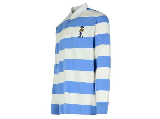 Ralph Lauren Camisa de Rugby em Jersey com Urso Classic Fit Azul - vista 6