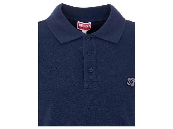 Kenzo Bork Flower Slim Polohemd aus Baumwolle Blau - Ansicht 7