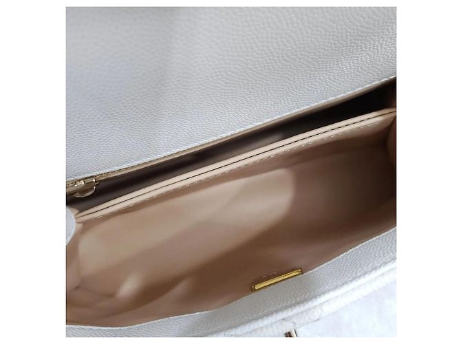 Chanel Coco Handle Small Caviar White con interno Champagne Gold Chip Bianco - vista 7