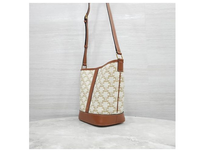 Céline Picca borsa bucket in tela bianca - vista 2