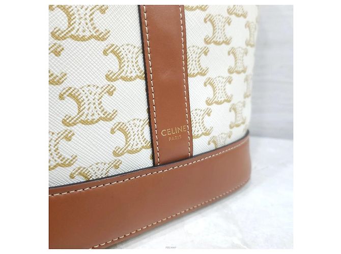 Céline Picca borsa bucket in tela bianca - vista 5