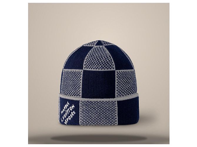 Louis Vuitton Damier Heritage Beanie Navy Blau - Ansicht 3