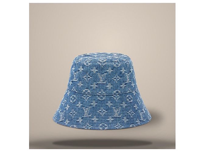 Louis Vuitton Cappello bucket in denim blu - vista 2