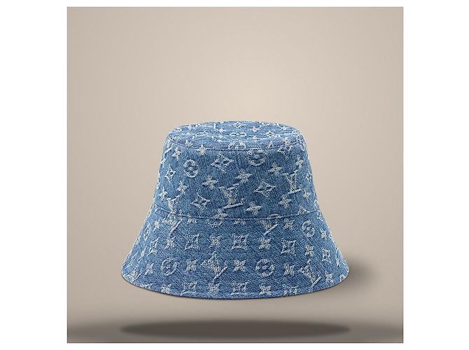 Louis Vuitton Cappello bucket in denim blu - vista 3