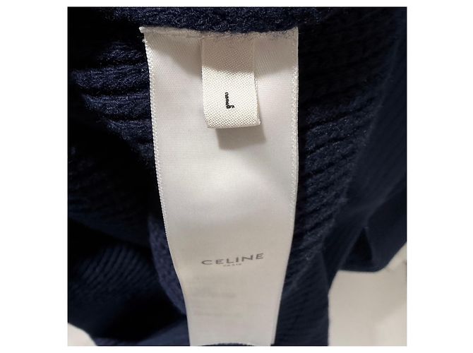 Céline Triomphe Wollstrick-Pullover mit Reißverschluss Blau - Ansicht 7