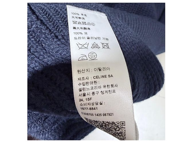 Céline Triomphe Wollstrick-Pullover mit Reißverschluss Blau - Ansicht 8