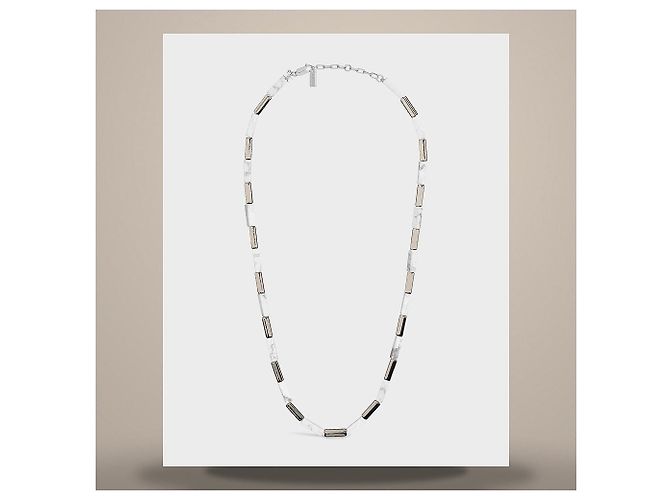Céline Collar Triomphe Onyx, Howlite Latón con Acabado en Rodio Negro Blanco Plata - vista 2