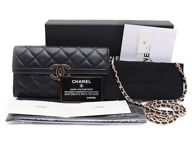 Chanel Portafoglio lungo con logo CC in nappa Nero - vista 11
