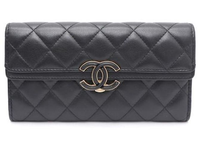 Chanel Portafoglio lungo con logo CC in nappa Nero - vista 12