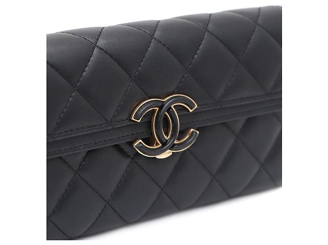 Chanel Portafoglio lungo con logo CC in nappa Nero - vista 16