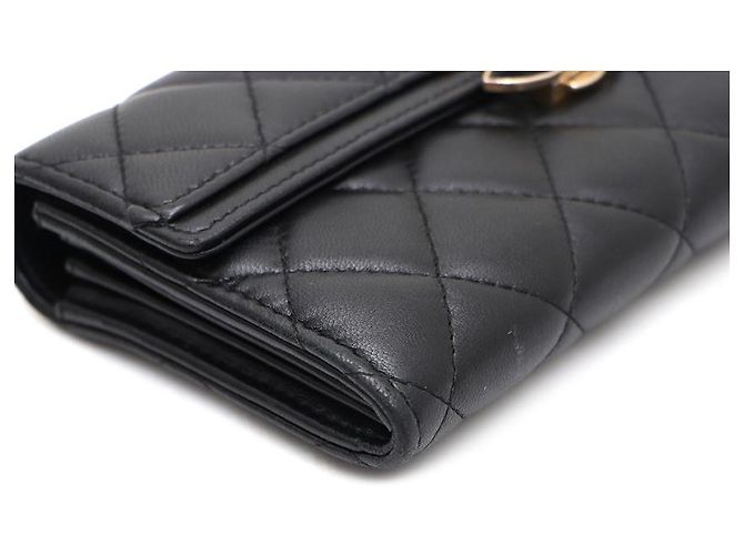 Chanel Portafoglio lungo con logo CC in nappa Nero - vista 17