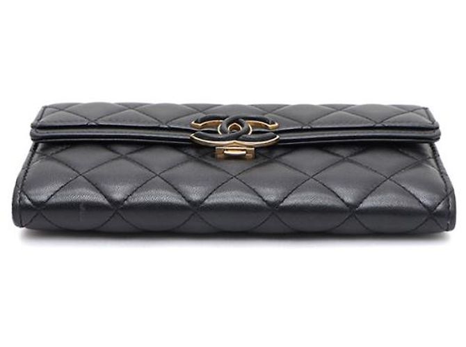 Chanel Portafoglio lungo con logo CC in nappa Nero - vista 18