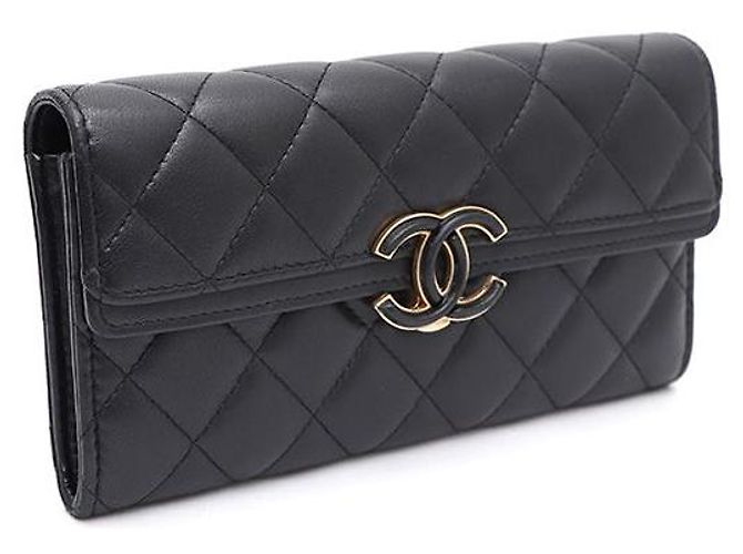 Chanel Portafoglio lungo con logo CC in nappa Nero - vista 2