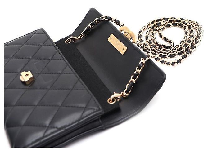 Chanel Portafoglio lungo con logo CC in nappa Nero - vista 21