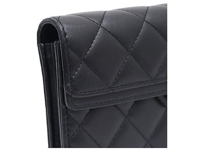 Chanel Portafoglio lungo con logo CC in nappa Nero - vista 4