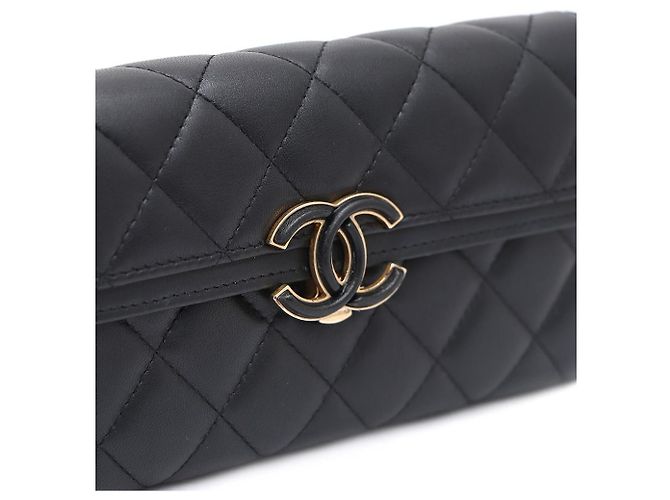 Chanel Portafoglio lungo con logo CC in nappa Nero - vista 5
