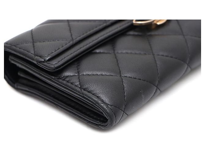 Chanel Portafoglio lungo con logo CC in nappa Nero - vista 6