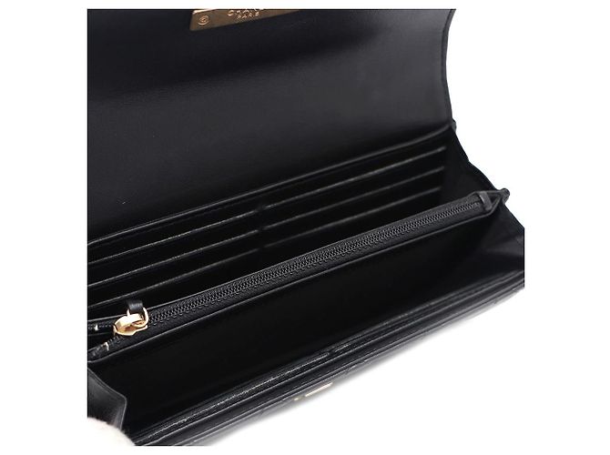 Chanel Portafoglio lungo con logo CC in nappa Nero - vista 9