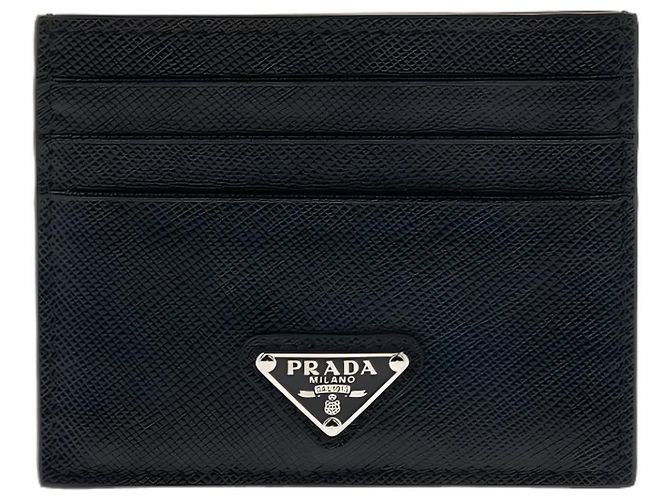 Prada Triangle Kartenetui aus Saffiano-Leder Schwarz - Ansicht 2
