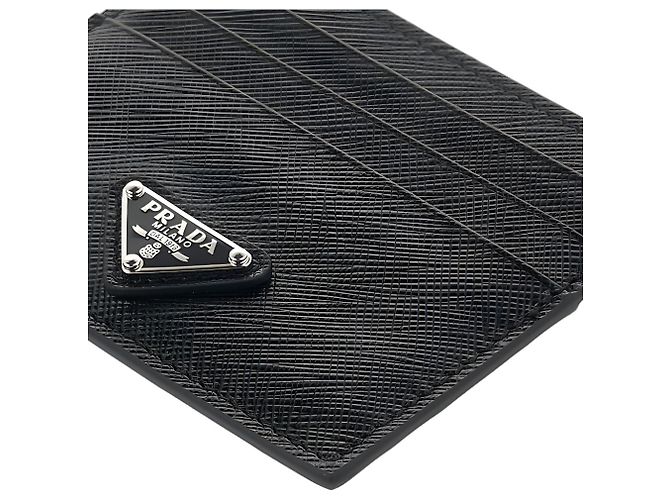 Prada Triangle Kartenetui aus Saffiano-Leder Schwarz - Ansicht 5