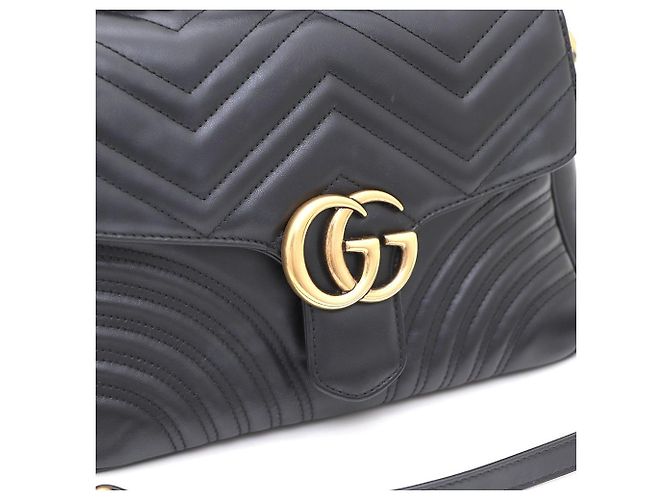 Gucci Borsa a mano e a tracolla GG Marmont Small Matelassé con manico superiore Nero - vista 6