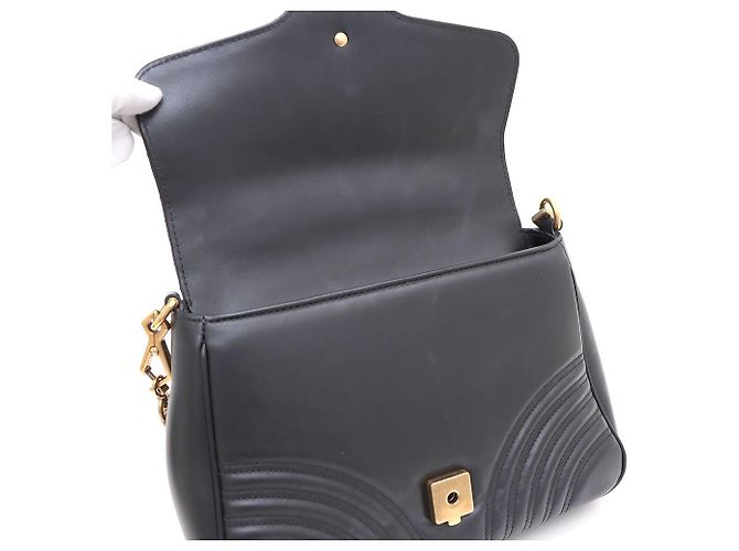 Gucci Borsa a mano e a tracolla GG Marmont Small Matelassé con manico superiore Nero - vista 9