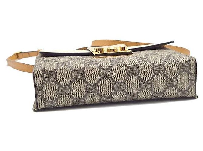 Gucci Supreme Padlock Top Handle Mini Shoulder Bag Marrone - vista 7