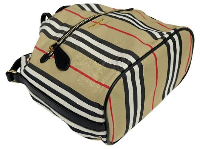 Burberry Borsa a Secchiello in Nylon Icon Archive Beige - vista 9