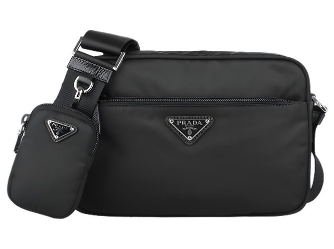 Prada Borsa a tracolla messenger in nylon con logo triangolare Nero - vista 2