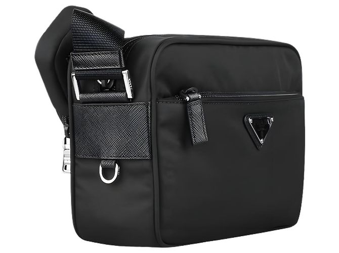 Prada Borsa a tracolla messenger in nylon con logo triangolare Nero - vista 7