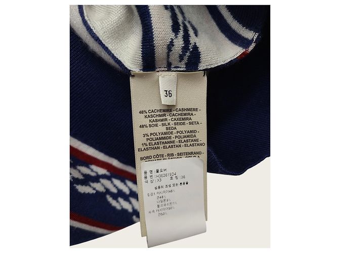 Hermès Pull en maille manches courtes Navy Canoe Sandal Bleu - vue 5