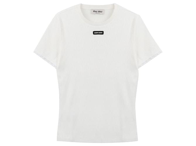 Miu Miu Baumwoll-T-Shirt Weiß - Ansicht 3