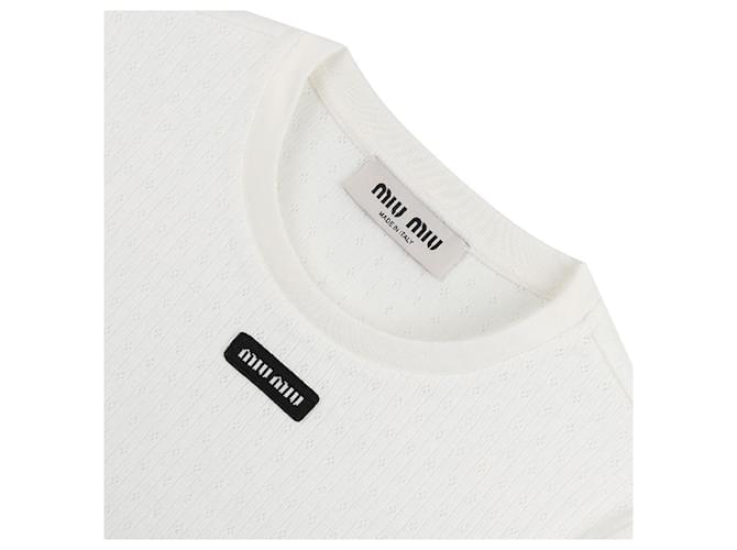 Miu Miu Baumwoll-T-Shirt Weiß - Ansicht 5