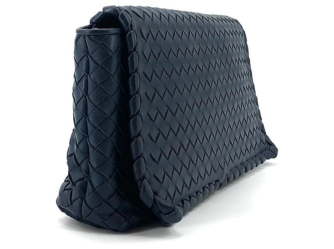 Bottega Veneta Borsa a tracolla con patta Intrecciato Blu - vista 3