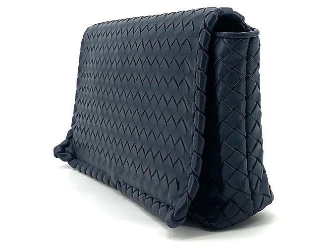 Bottega Veneta Borsa a tracolla con patta Intrecciato Blu - vista 4