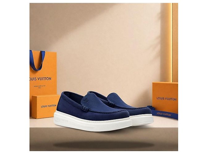 Louis Vuitton Mocassino Beverly Hills Navy Blue - vista 2