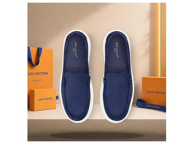 Louis Vuitton Mocassino Beverly Hills Navy Blue - vista 4