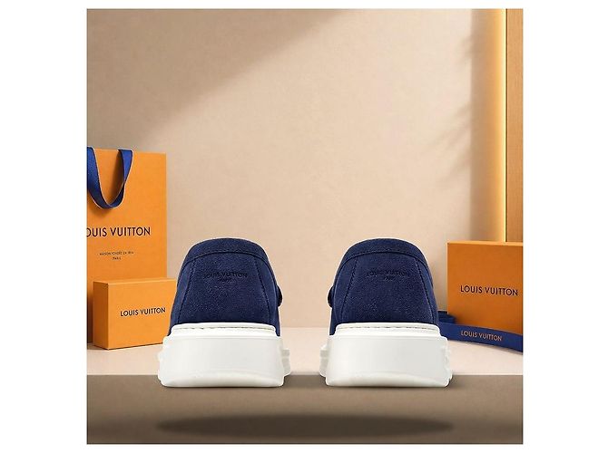 Louis Vuitton Mocassino Beverly Hills Navy Blue - vista 5