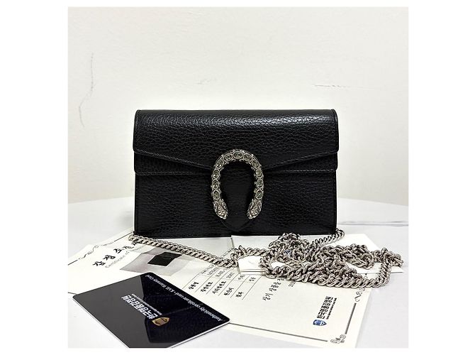 Gucci Borsa a tracolla Dionysus Super Mini con catena Nero - vista 18