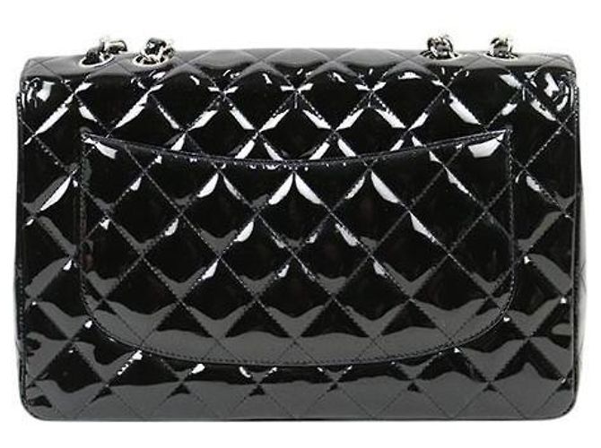 Chanel Borsa Classic Handbag Single Flap Large in vernice nera Nero - vista 3
