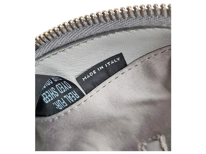 Miu Miu Borsa a tracolla con catena in pelliccia Montone grigia Marrone - vista 10