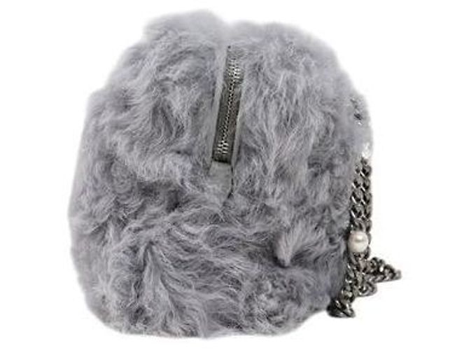 Miu Miu Borsa a tracolla con catena in pelliccia Montone grigia Marrone - vista 2