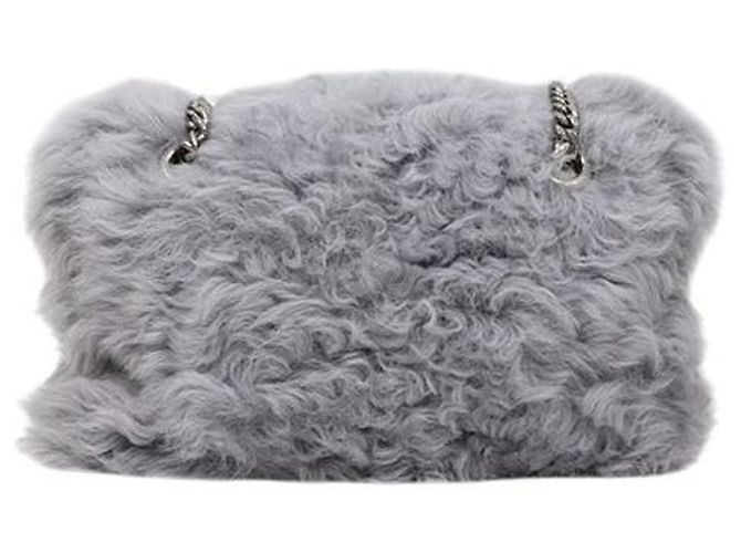 Miu Miu Borsa a tracolla con catena in pelliccia Montone grigia Marrone - vista 3