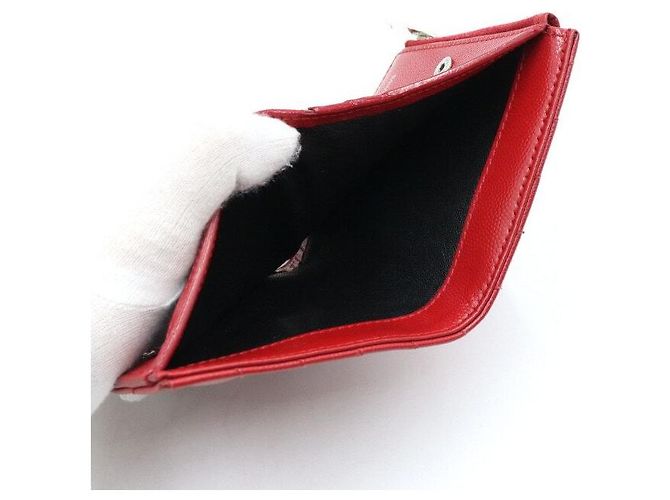 Saint Laurent Red Leather Monogram Zip Wallet - view 5