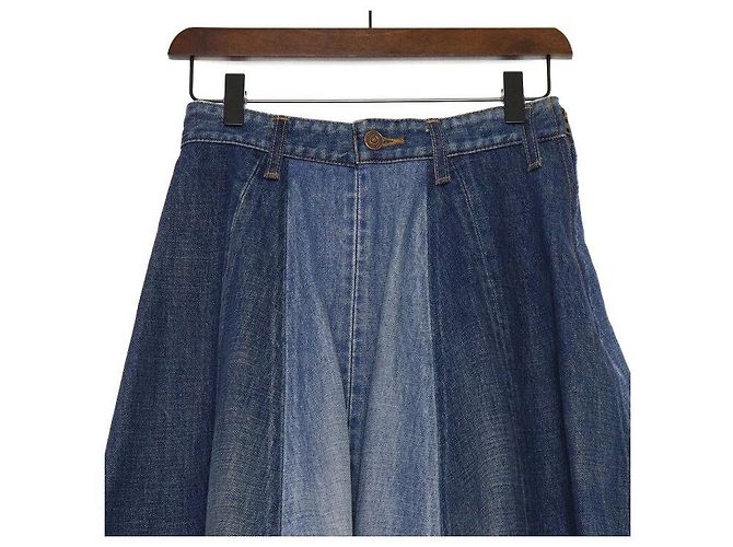 Céline Plissierter langer Denim-Rock - Ansicht 2