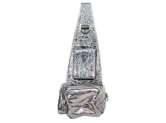 Balenciaga Borsa a tracolla Silver Super City XS Argento - vista 2